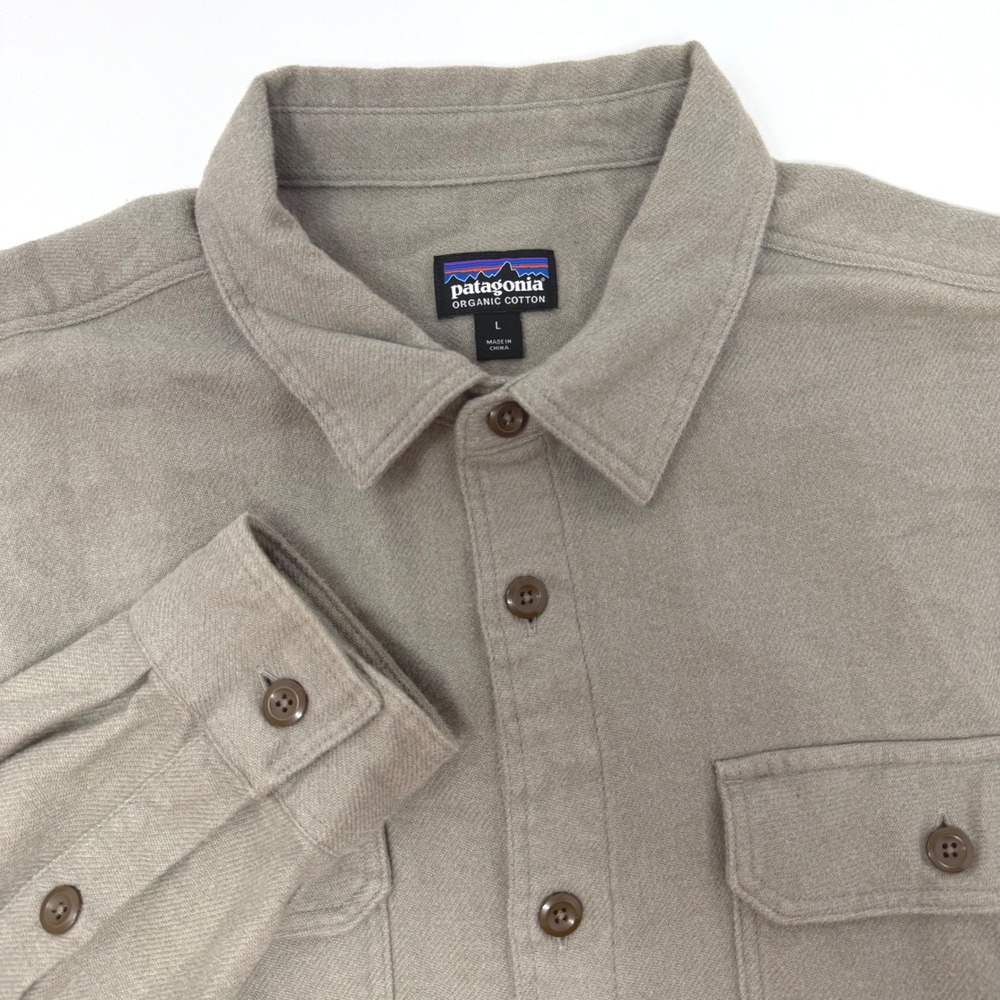 Patagonia Double Pocket Flannel Shirt Mens Large Brown Gray Long Sleeve Button
